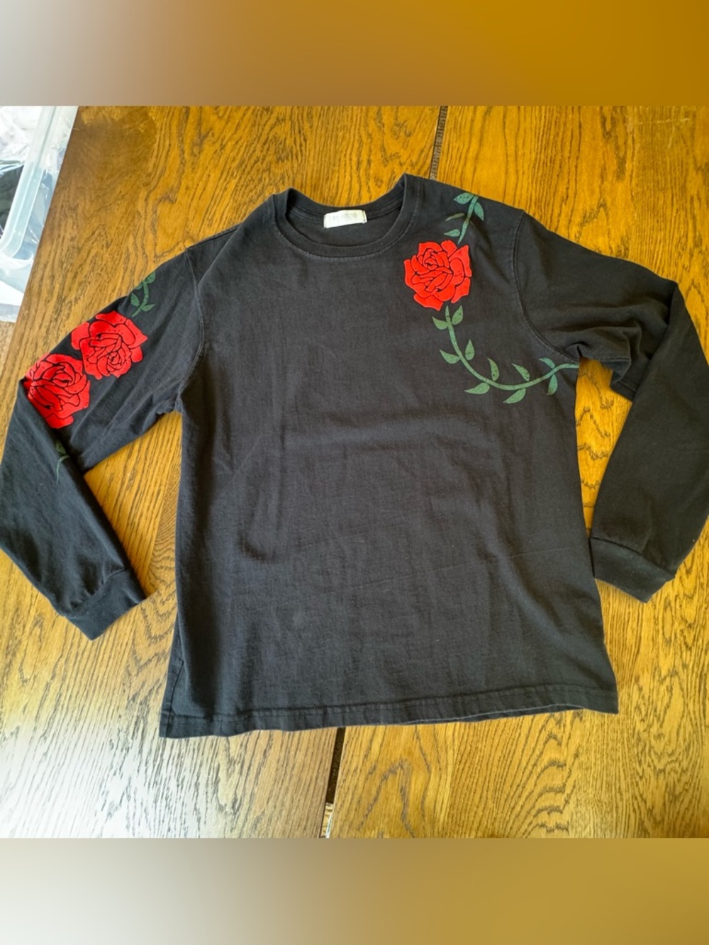 Free People x Ragabond Studio Sacred Rose Puff Print Long Sleeve Tee Sz Small